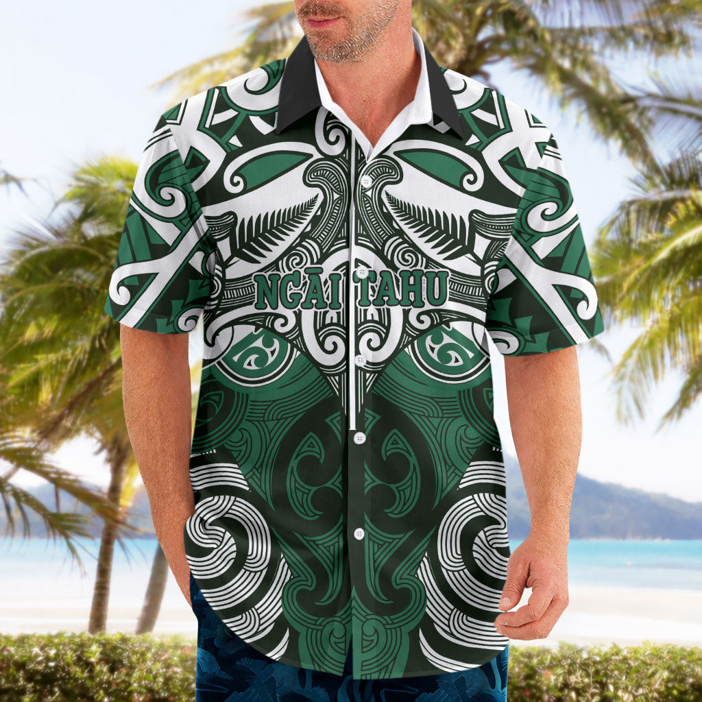 Personalised Maori Ngai Tahu Hawaiian Shirt Silver Fern Kowhaiwhai Art LT01 - Polynesian Pride