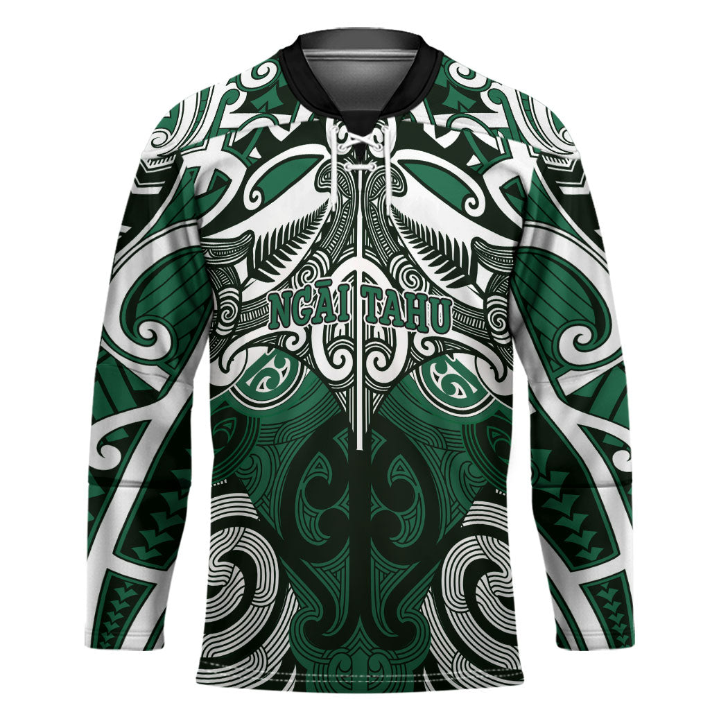 Personalised Maori Ngai Tahu Hockey Jersey Silver Fern Kowhaiwhai Art LT01 Unisex Green - Polynesian Pride