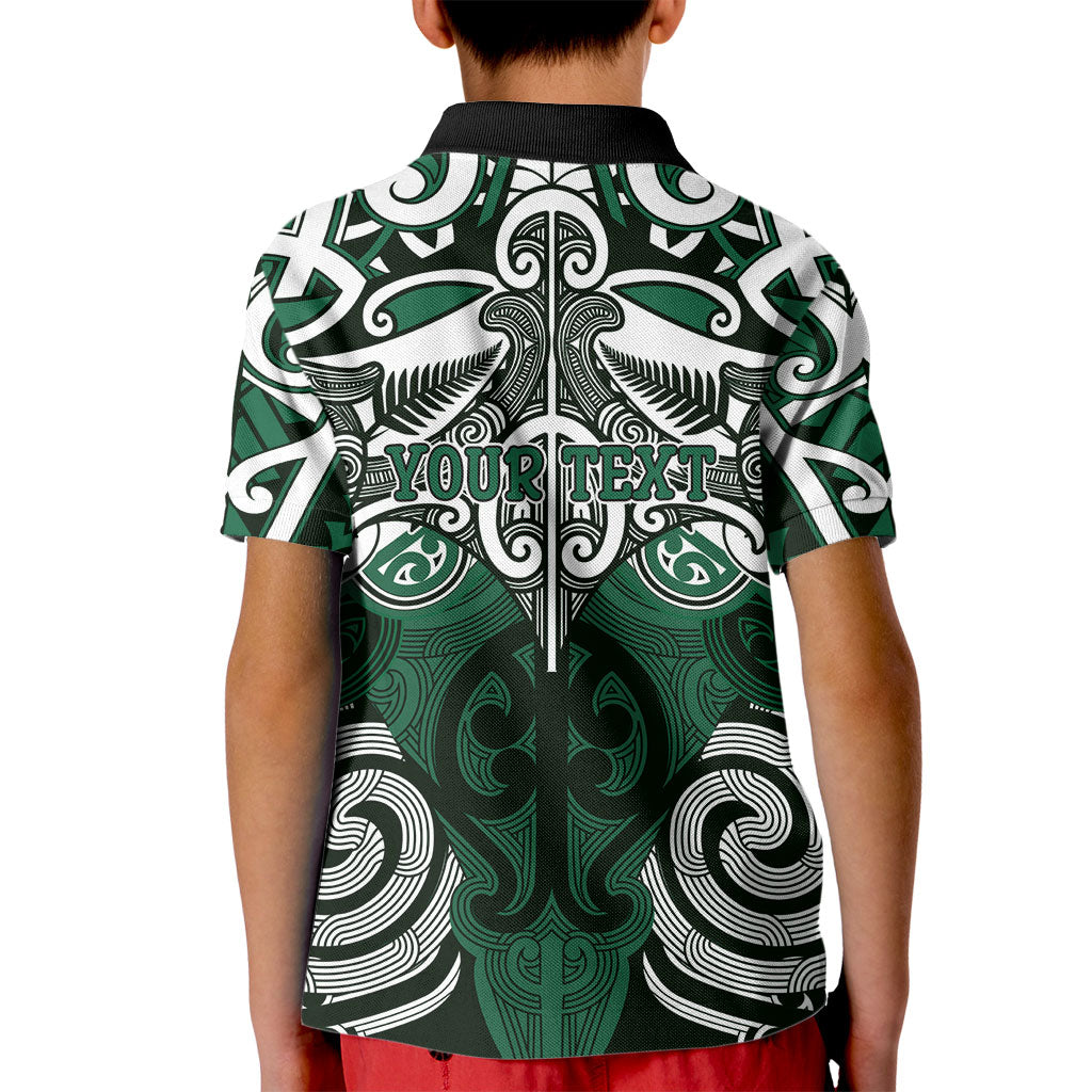 Personalised Maori Ngai Tahu Kid Polo Shirt Silver Fern Kowhaiwhai Art LT01 - Polynesian Pride