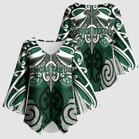 Personalised Maori Ngai Tahu Kimono Sleeve Blouse Silver Fern Kowhaiwhai Art LT01 - Polynesian Pride