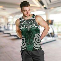Personalised Maori Ngai Tahu Men Tank Top Silver Fern Kowhaiwhai Art LT01 Green - Polynesian Pride