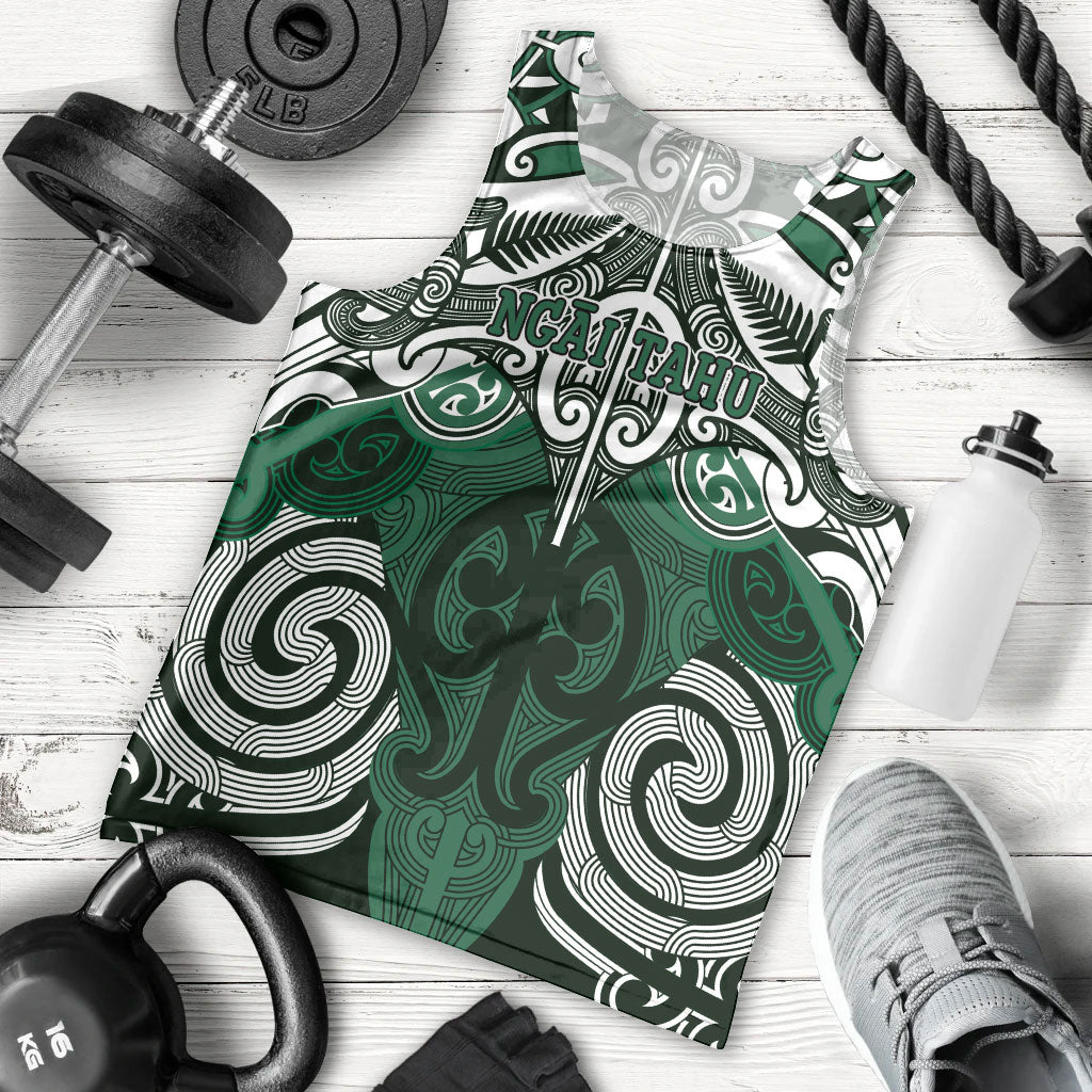 Personalised Maori Ngai Tahu Men Tank Top Silver Fern Kowhaiwhai Art LT01 - Polynesian Pride