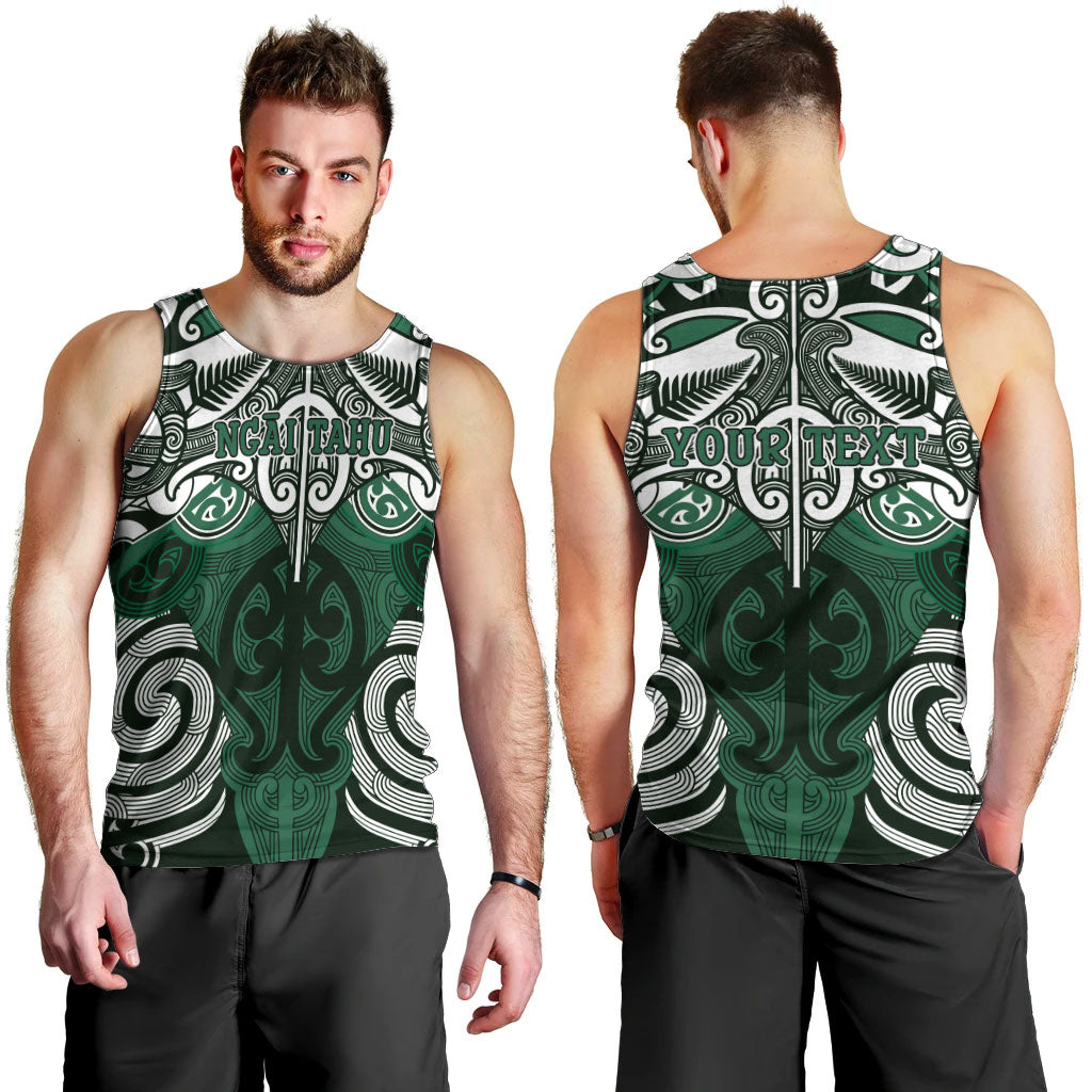 Personalised Maori Ngai Tahu Men Tank Top Silver Fern Kowhaiwhai Art LT01 - Polynesian Pride