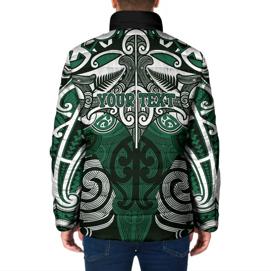 Personalised Maori Ngai Tahu Padded Jacket Silver Fern Kowhaiwhai Art LT01 - Polynesian Pride