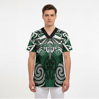 Personalised Maori Ngai Tahu Scrub Top Silver Fern Kowhaiwhai Art LT01 - Polynesian Pride