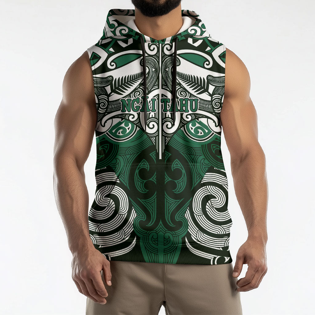Personalised Maori Ngai Tahu Sleeveless Hoodie Silver Fern Kowhaiwhai Art LT01 - Polynesian Pride