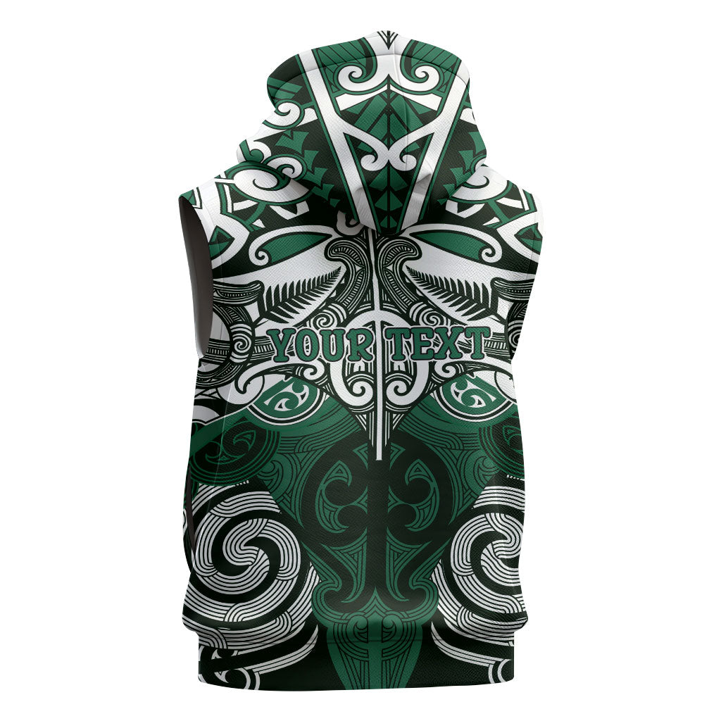 Personalised Maori Ngai Tahu Sleeveless Zip Hoodie Silver Fern Kowhaiwhai Art LT01 - Polynesian Pride