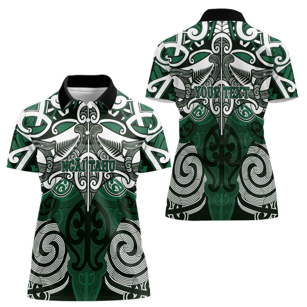 Personalised Maori Ngai Tahu Women Polo Shirt Silver Fern Kowhaiwhai Art LT01 - Polynesian Pride