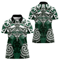 Personalised Maori Ngai Tahu Women Polo Shirt Silver Fern Kowhaiwhai Art LT01 - Polynesian Pride