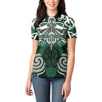 Personalised Maori Ngai Tahu Women Polo Shirt Silver Fern Kowhaiwhai Art LT01 - Polynesian Pride