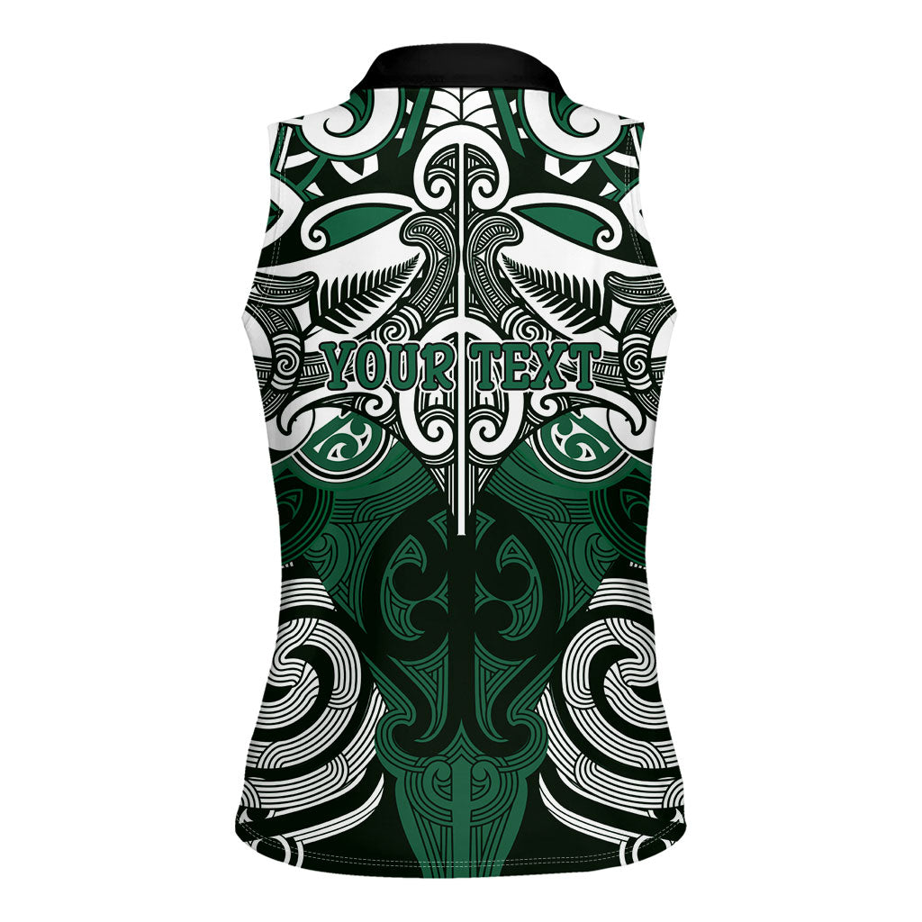 Personalised Maori Ngai Tahu Women Sleeveless Polo Shirt Silver Fern Kowhaiwhai Art LT01 - Polynesian Pride