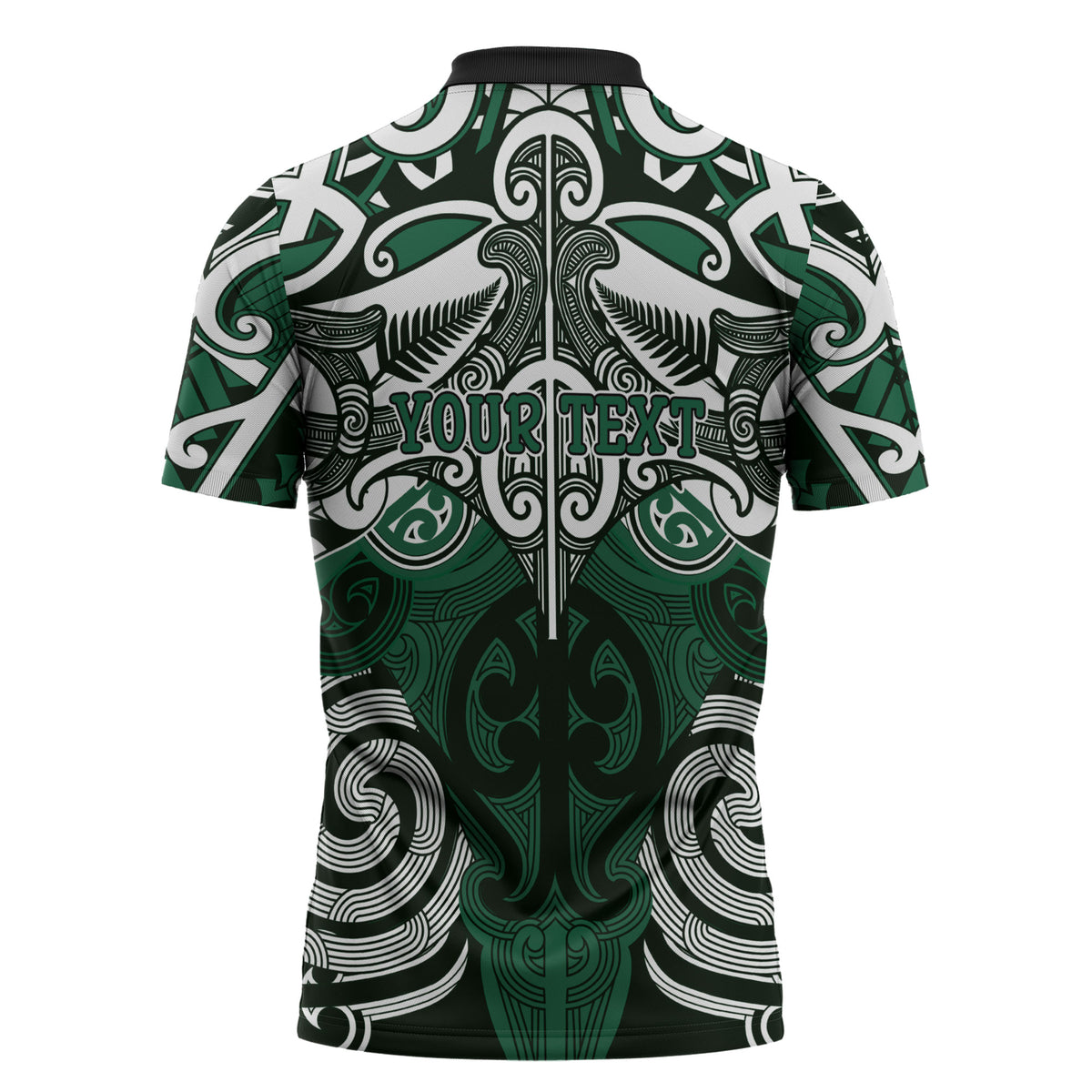 Personalised Maori Ngai Tahu Zipper Polo Shirt Silver Fern Kowhaiwhai Art LT01 - Polynesian Pride