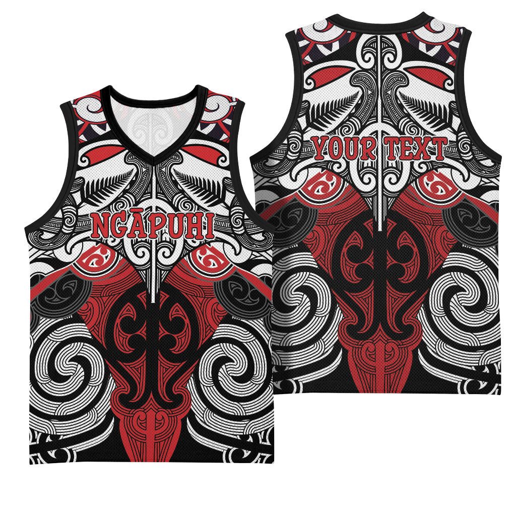 Personalised Maori Ngapuhi Basketball Jersey Silver Fern Kowhaiwhai Art LT01 - Polynesian Pride