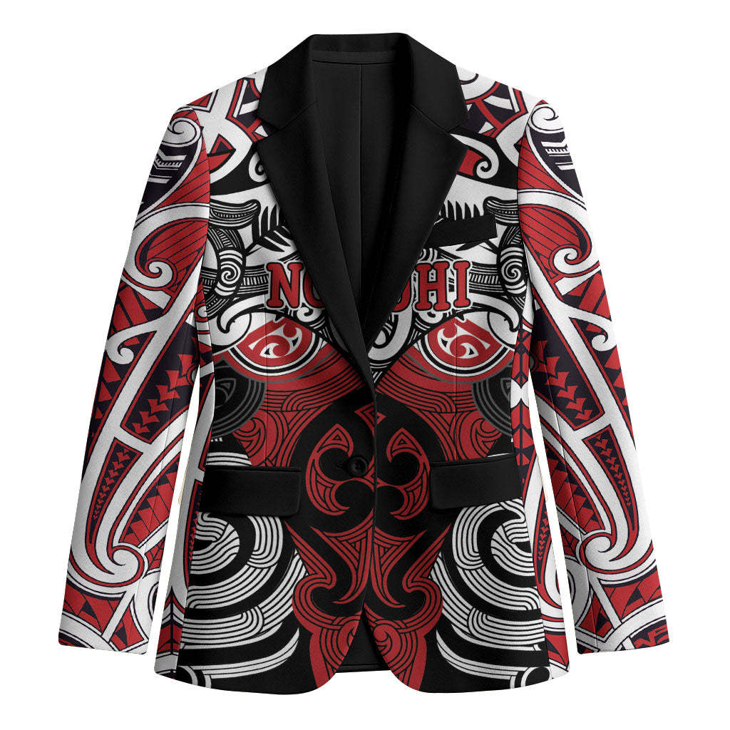 Personalised Maori Ngapuhi Blazer Silver Fern Kowhaiwhai Art LT01 Unisex Red - Polynesian Pride