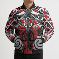 Personalised Maori Ngapuhi Bomber Puffer Jacket Silver Fern Kowhaiwhai Art LT01 - Polynesian Pride