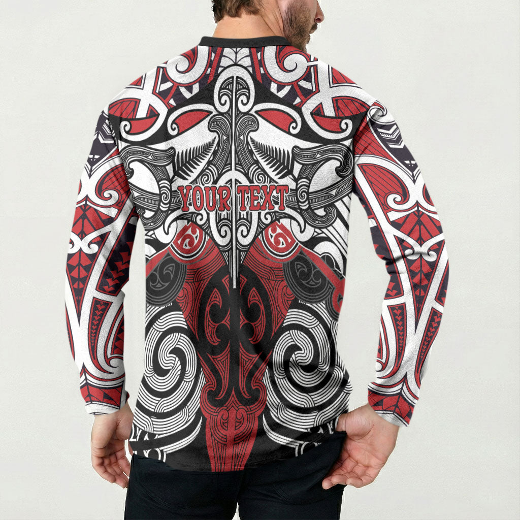 Personalised Maori Ngapuhi Button Sweatshirt Silver Fern Kowhaiwhai Art LT01 - Polynesian Pride