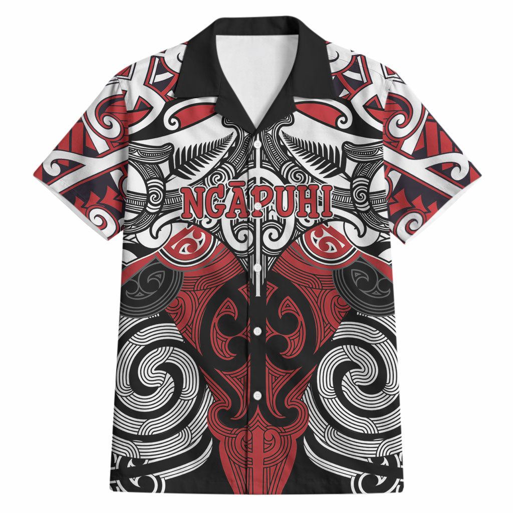 Personalised Maori Ngapuhi Hawaiian Shirt Silver Fern Kowhaiwhai Art LT01 Red - Polynesian Pride