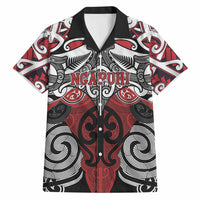 Personalised Maori Ngapuhi Hawaiian Shirt Silver Fern Kowhaiwhai Art LT01 Red - Polynesian Pride