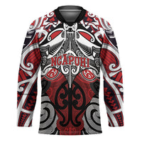 Personalised Maori Ngapuhi Hockey Jersey Silver Fern Kowhaiwhai Art LT01 Unisex Red - Polynesian Pride