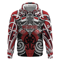 Personalised Maori Ngapuhi Hoodie Silver Fern Kowhaiwhai Art LT01 Pullover Hoodie Red - Polynesian Pride
