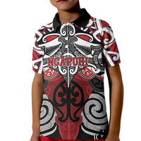 Personalised Maori Ngapuhi Kid Polo Shirt Silver Fern Kowhaiwhai Art LT01 Kid Red - Polynesian Pride