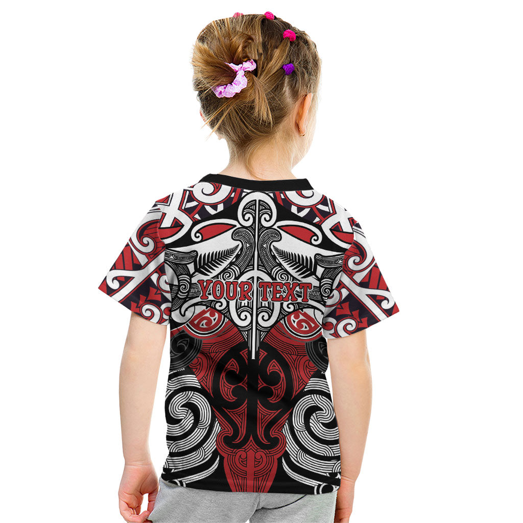 Personalised Maori Ngapuhi Kid T Shirt Silver Fern Kowhaiwhai Art LT01 - Polynesian Pride