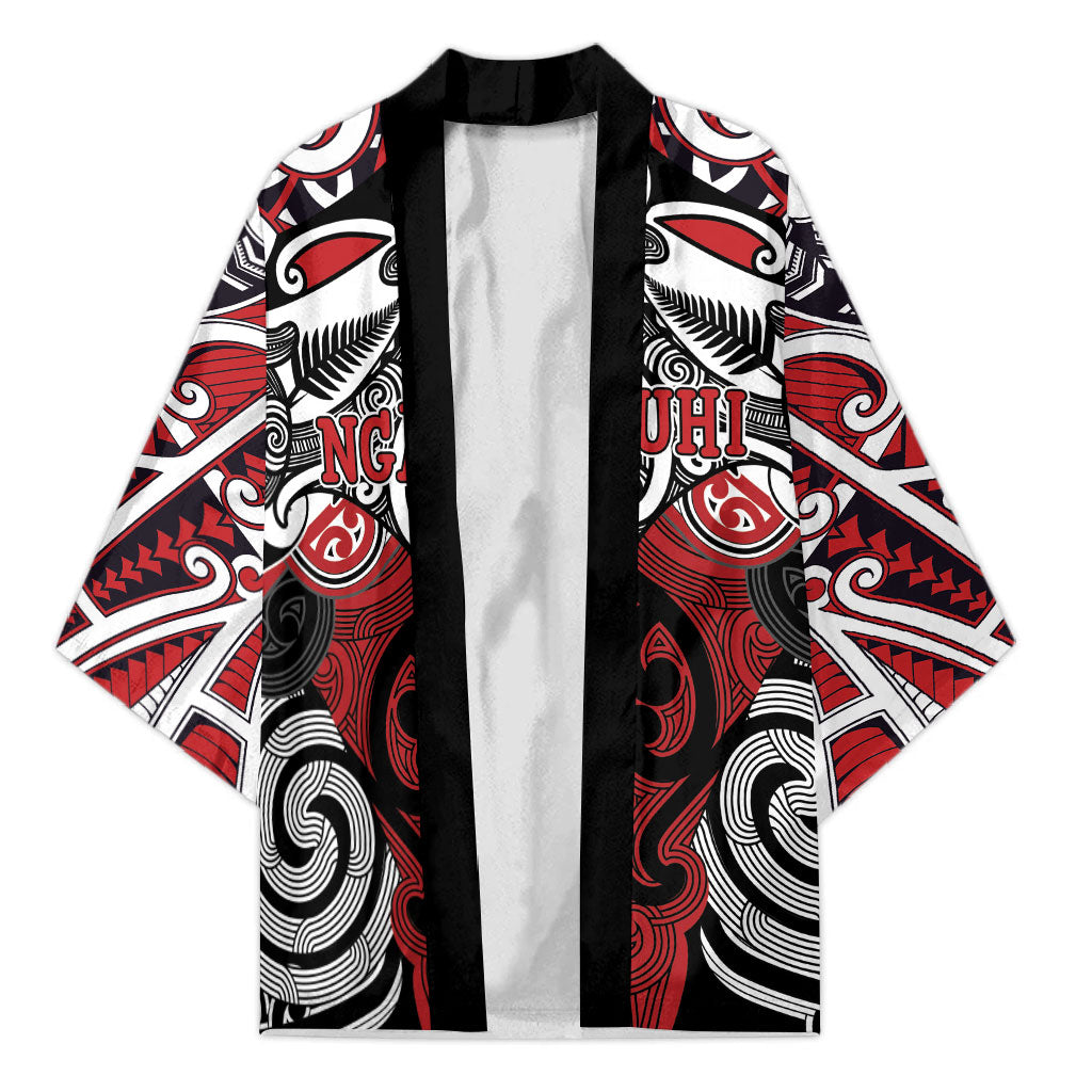 Personalised Maori Ngapuhi Kimono Silver Fern Kowhaiwhai Art LT01 Unisex Red - Polynesian Pride