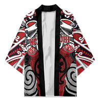 Personalised Maori Ngapuhi Kimono Silver Fern Kowhaiwhai Art LT01 Unisex Red - Polynesian Pride