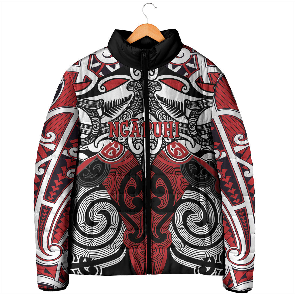 Personalised Maori Ngapuhi Padded Jacket Silver Fern Kowhaiwhai Art LT01 - Polynesian Pride