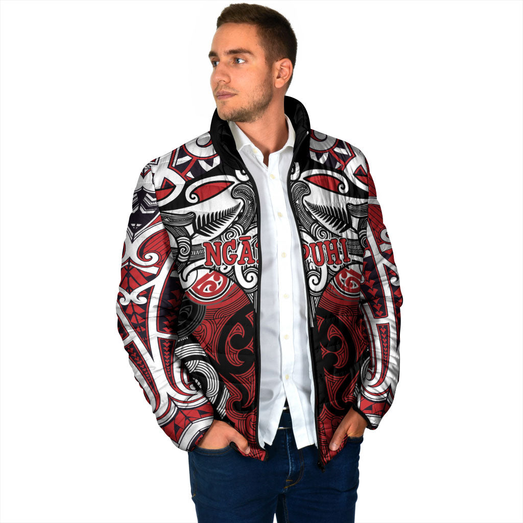 Personalised Maori Ngapuhi Padded Jacket Silver Fern Kowhaiwhai Art LT01 - Polynesian Pride