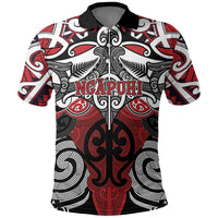 Personalised Maori Ngapuhi Polo Shirt Silver Fern Kowhaiwhai Art LT01 Red - Polynesian Pride