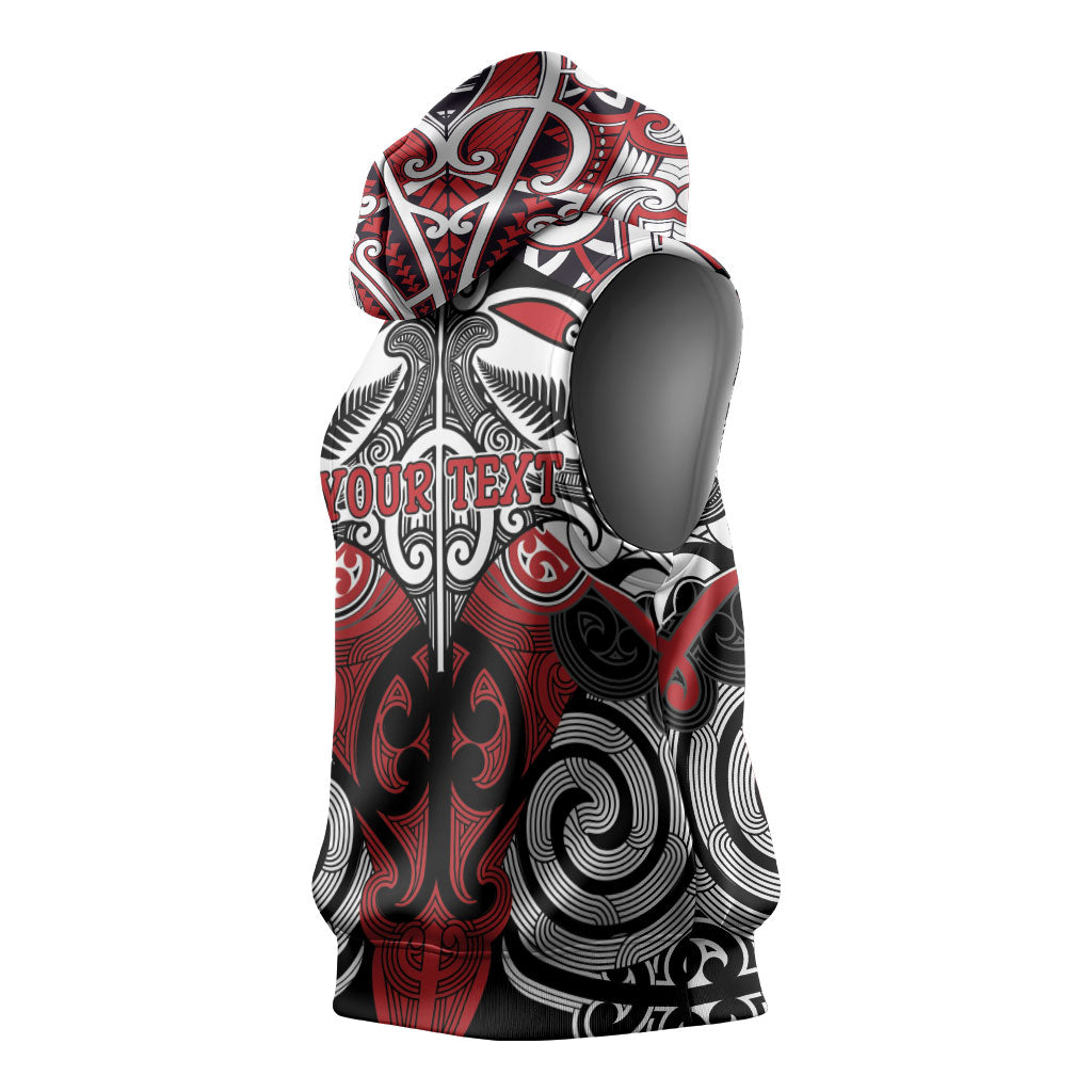 Personalised Maori Ngapuhi Sleeveless Hoodie Silver Fern Kowhaiwhai Art LT01 - Polynesian Pride