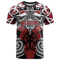Personalised Maori Ngapuhi T Shirt Silver Fern Kowhaiwhai Art LT01 Red - Polynesian Pride