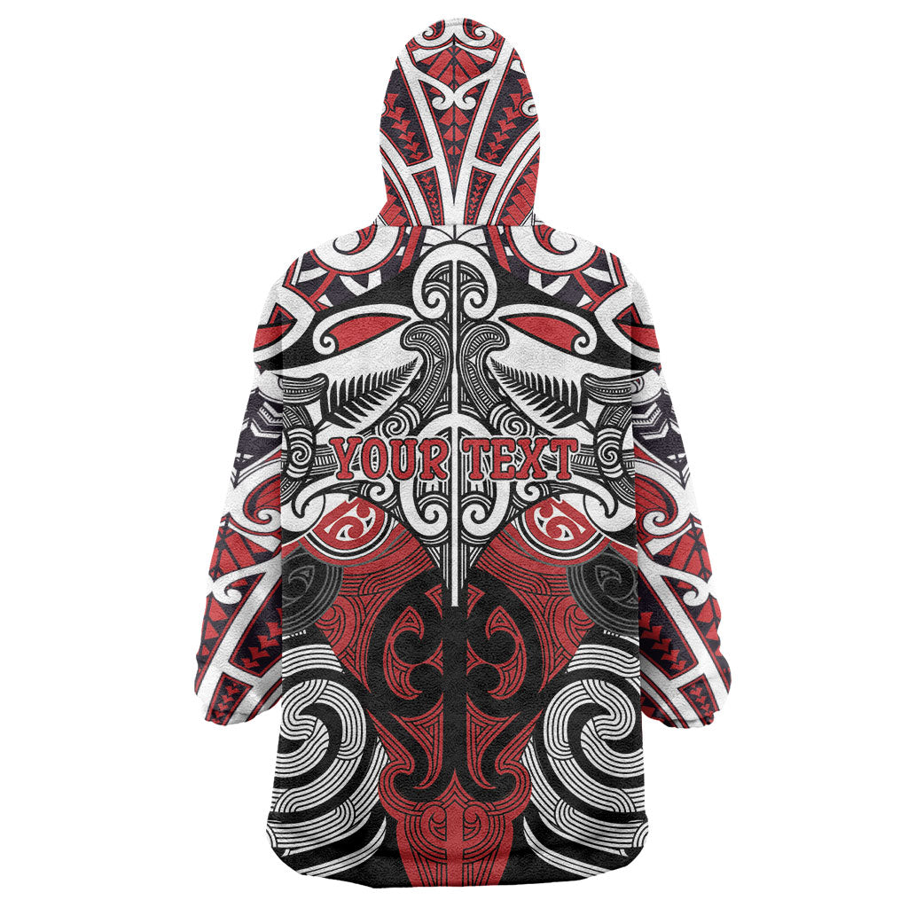 Personalised Maori Ngapuhi Wearable Blanket Hoodie Silver Fern Kowhaiwhai Art LT01 - Polynesian Pride