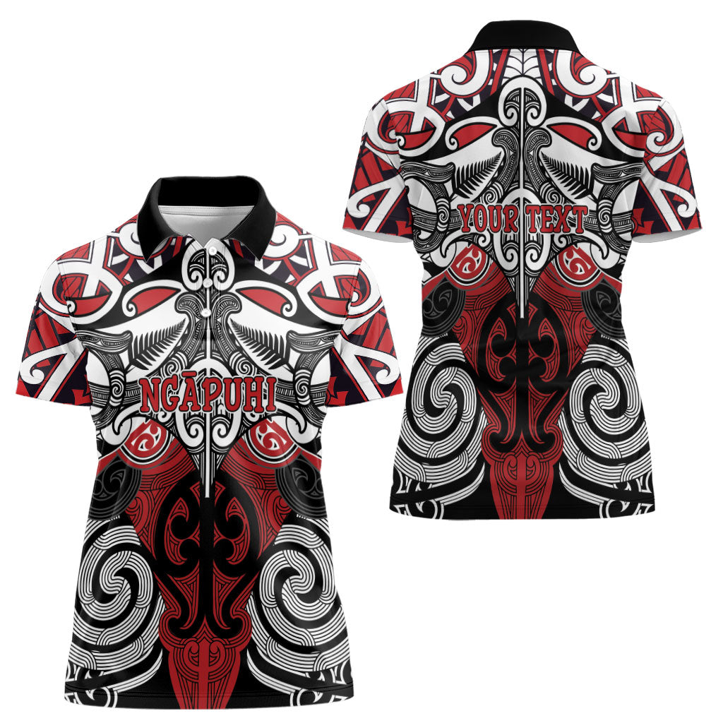 Personalised Maori Ngapuhi Women Polo Shirt Silver Fern Kowhaiwhai Art LT01 - Polynesian Pride