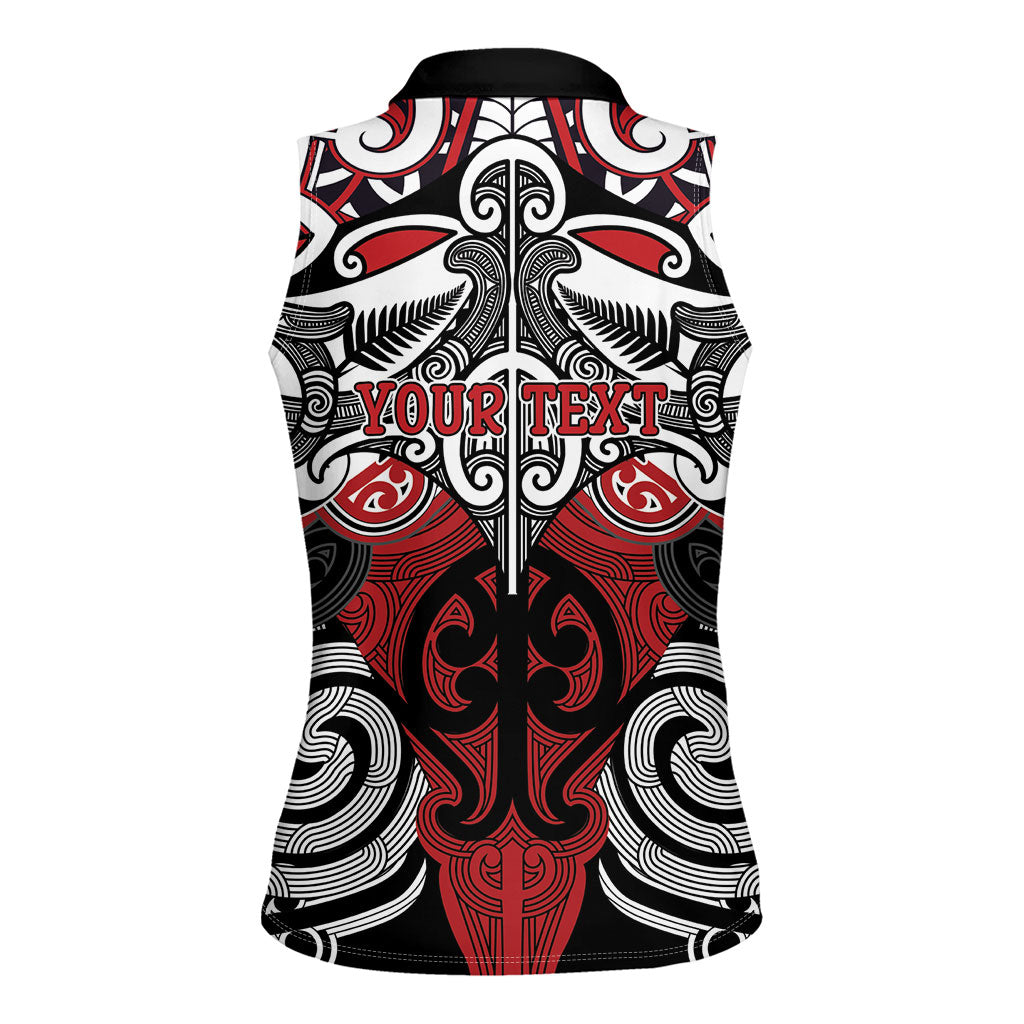 Personalised Maori Ngapuhi Women Sleeveless Polo Shirt Silver Fern Kowhaiwhai Art LT01 - Polynesian Pride