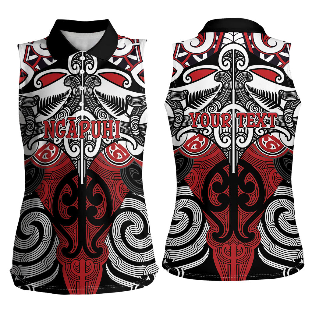 Personalised Maori Ngapuhi Women Sleeveless Polo Shirt Silver Fern Kowhaiwhai Art LT01 - Polynesian Pride