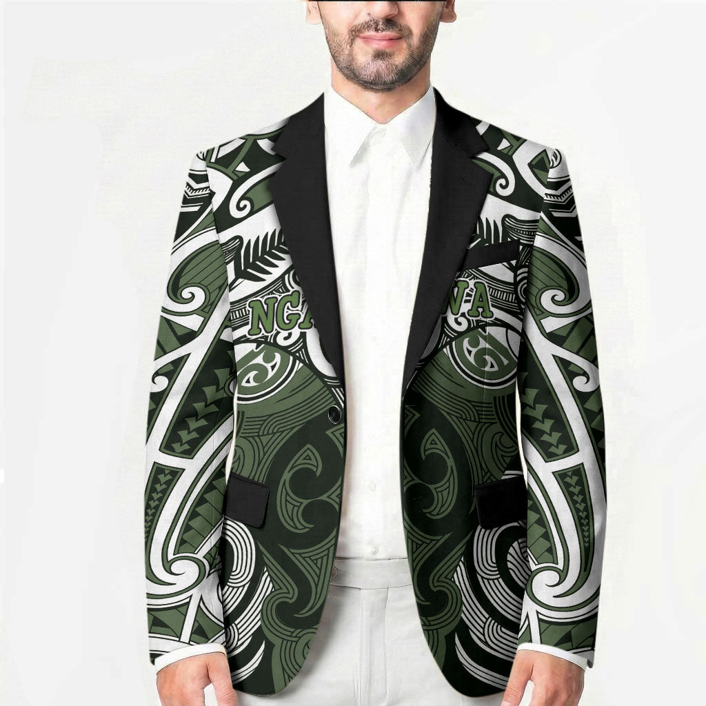 Personalised Maori Ngati Awa Blazer Silver Fern Kowhaiwhai Art LT01 - Polynesian Pride