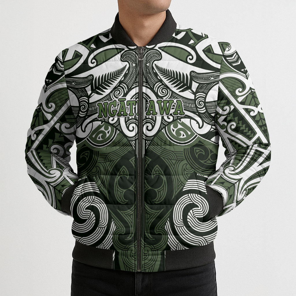 Personalised Maori Ngati Awa Bomber Puffer Jacket Silver Fern Kowhaiwhai Art LT01 - Polynesian Pride