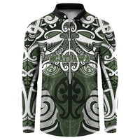 Personalised Maori Ngati Awa Button Sweatshirt Silver Fern Kowhaiwhai Art LT01 Green - Polynesian Pride