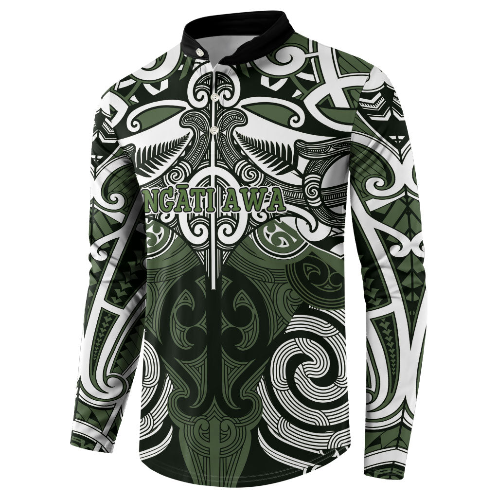 Personalised Maori Ngati Awa Button Sweatshirt Silver Fern Kowhaiwhai Art LT01 - Polynesian Pride