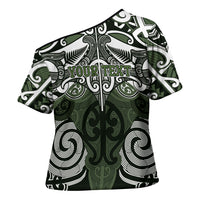 Personalised Maori Ngati Awa Cross Shoulder Shirt Silver Fern Kowhaiwhai Art LT01 - Polynesian Pride