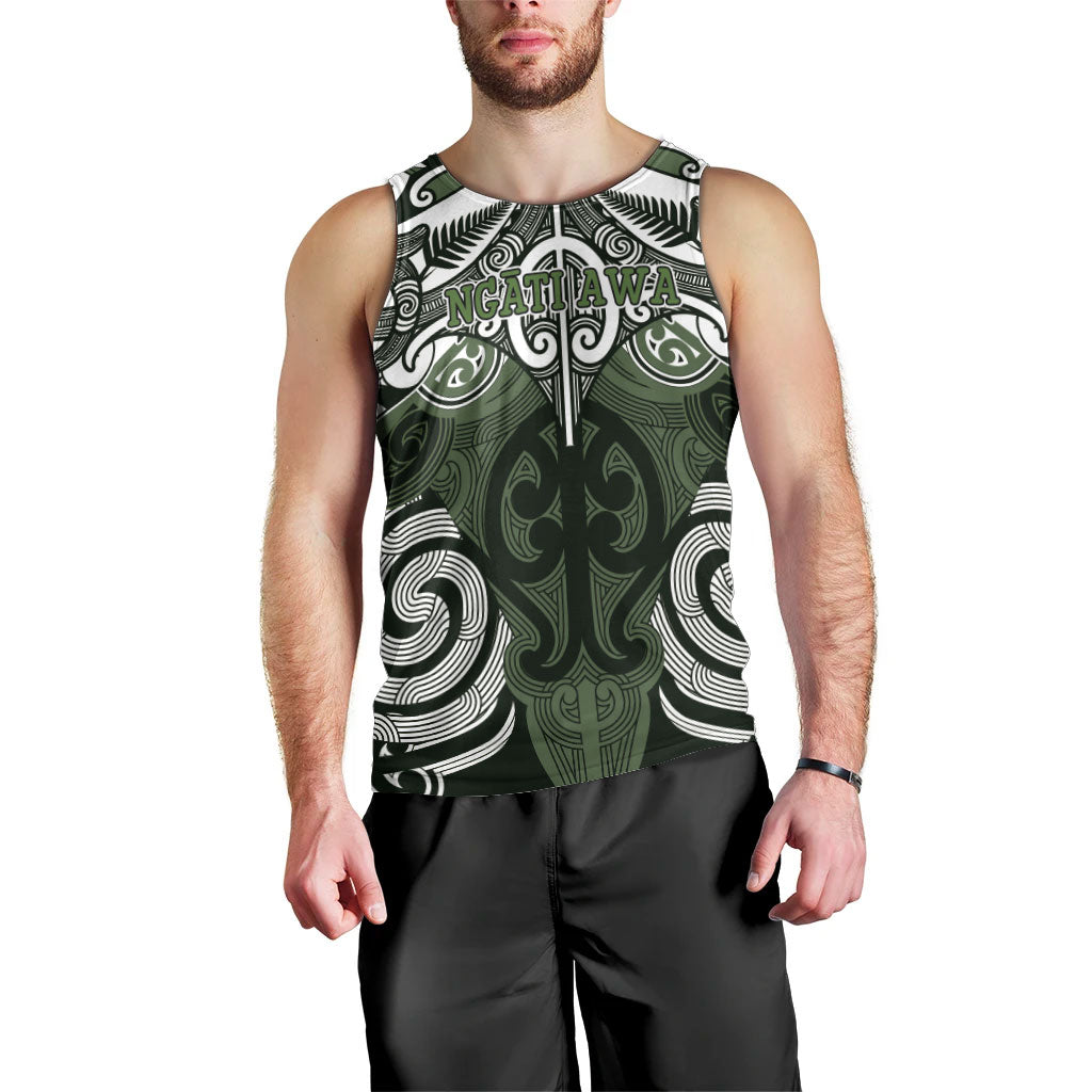 Personalised Maori Ngati Awa Men Tank Top Silver Fern Kowhaiwhai Art LT01 - Polynesian Pride