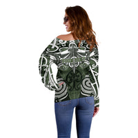 Personalised Maori Ngati Awa Off Shoulder Sweater Silver Fern Kowhaiwhai Art LT01 - Polynesian Pride
