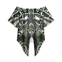 Personalised Maori Ngati Awa Off Shoulder Wrap Waist Top Silver Fern Kowhaiwhai Art LT01 - Polynesian Pride