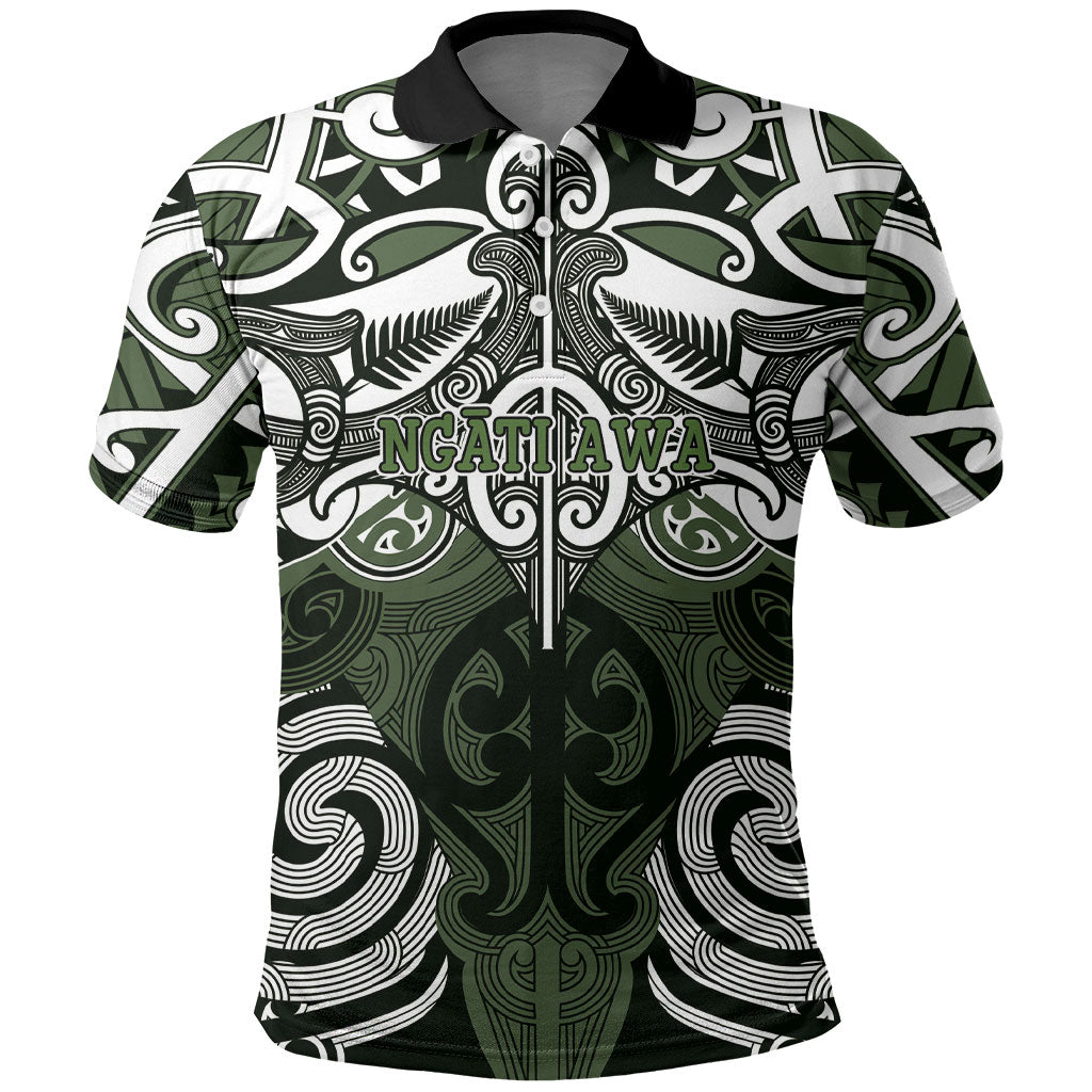 Personalised Maori Ngati Awa Polo Shirt Silver Fern Kowhaiwhai Art LT01 Green - Polynesian Pride