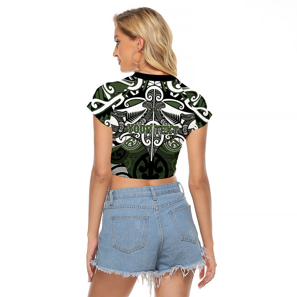 Personalised Maori Ngati Awa Raglan Cropped T Shirt Silver Fern Kowhaiwhai Art LT01 - Polynesian Pride