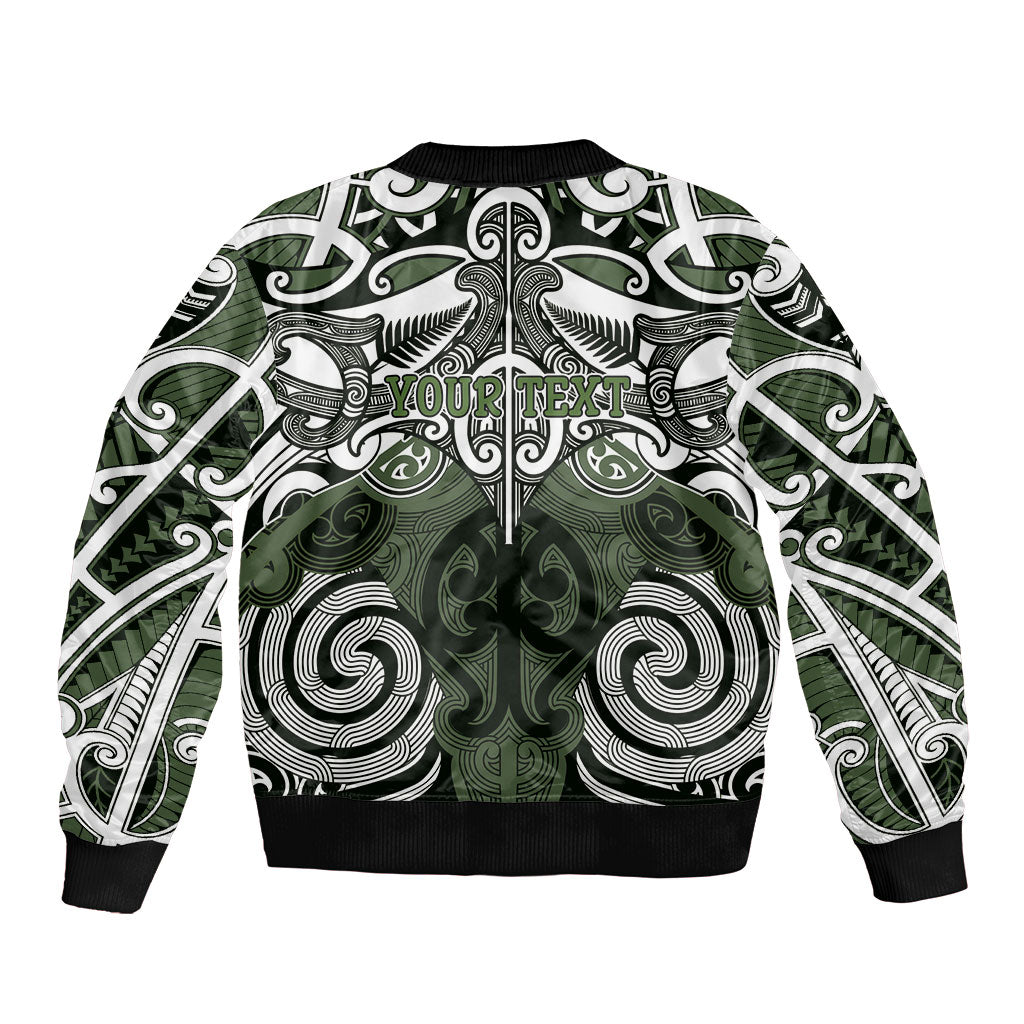 Personalised Maori Ngati Awa Sleeve Zip Bomber Jacket Silver Fern Kowhaiwhai Art LT01 - Polynesian Pride