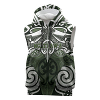 Personalised Maori Ngati Awa Sleeveless Hoodie Silver Fern Kowhaiwhai Art LT01 Green - Polynesian Pride