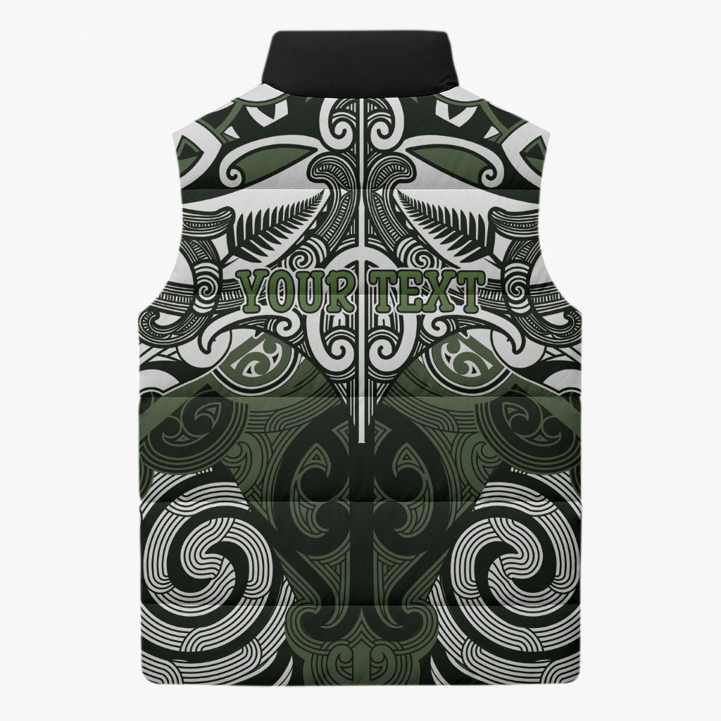 Personalised Maori Ngati Awa Sleeveless Puffer Jacket Silver Fern Kowhaiwhai Art LT01 - Polynesian Pride